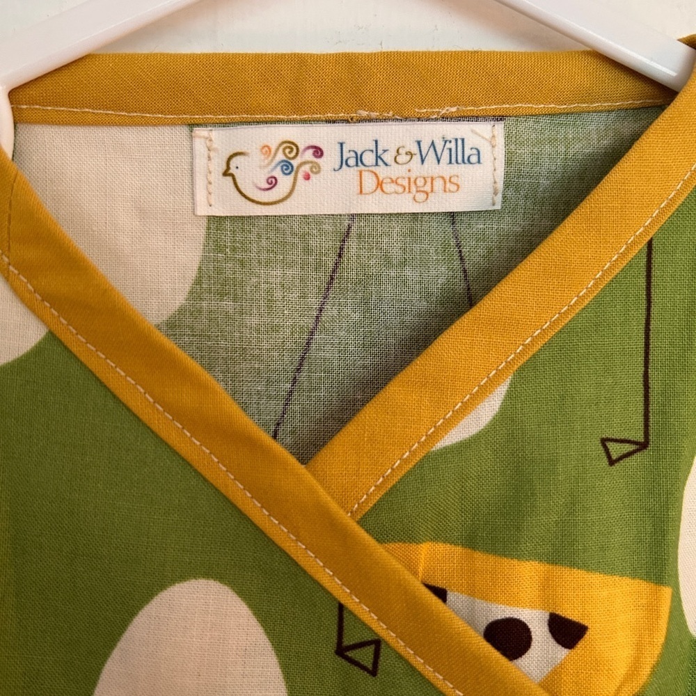 Handmade Baby Kimono Jacket in Whimsical Chicken & Egg Fabric Newborn-12m - Picture 4 of 7